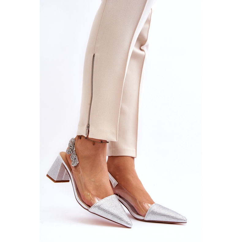 S. BARSKI Elegant women's pumps in Mr91292-1 Silver with zircons 2