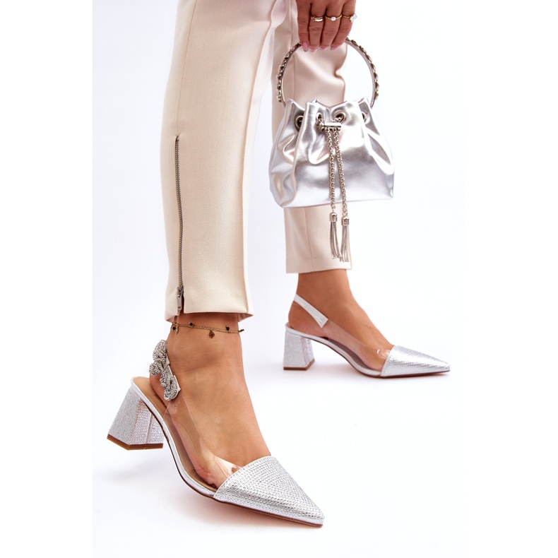 S. BARSKI Elegant women's pumps in Mr91292-1 Silver with zircons 3