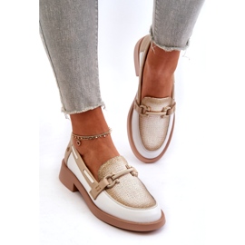 Maciejka leather loafers 06493-11 white and beige 3