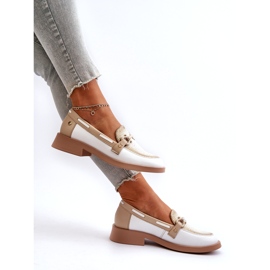 Maciejka leather loafers 06493-11 white and beige 1