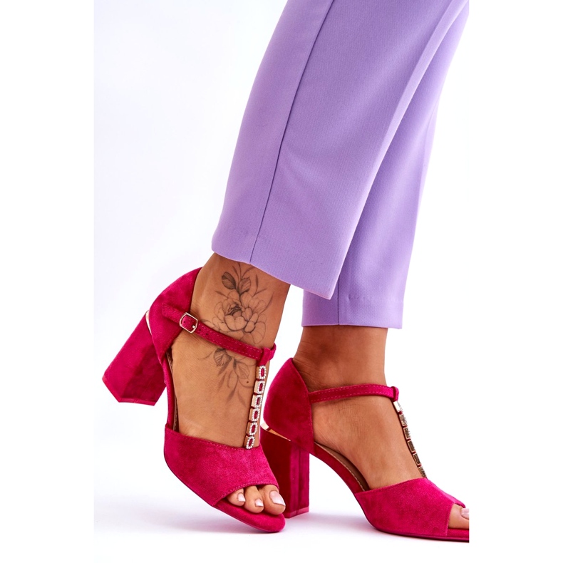 Vinceza Suede high heels with zircons fuchsia pink 3 Vinceza Suede high heels with zircons fuchsia pink 3