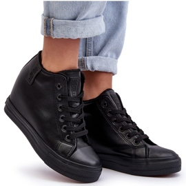 Women's sneakers on an wedge eco-leather big star mm274001 black 5