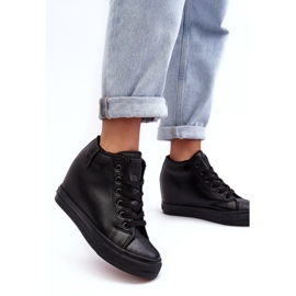 Women's sneakers on an wedge eco-leather big star mm274001 black 1