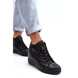 Women's sneakers on an wedge eco-leather big star mm274001 black 2