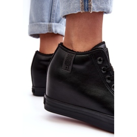 Women's sneakers on an wedge eco-leather big star mm274001 black 3
