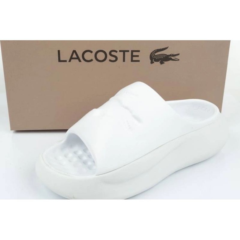 Lacoste serve slide 745cfa000421g flip -flops white 6