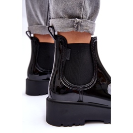 Women's lacquered wellies on the Big Star Mm274395 Black platform 5