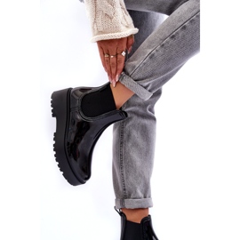 Women's lacquered wellies on the Big Star Mm274395 Black platform 3