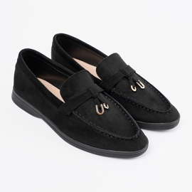 Women's black suede moccasins 1