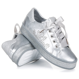 Glitter Sneakers With A Ribbon grey 2