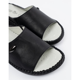 Shelvt Black Eco Casual Leather Slippers 2