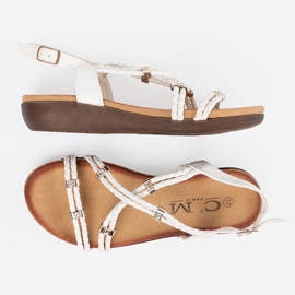 Shelvt White boho women's sandals 1