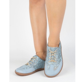 Olivier Barefoot women's leather minimalist shoes 1287 blue 2
