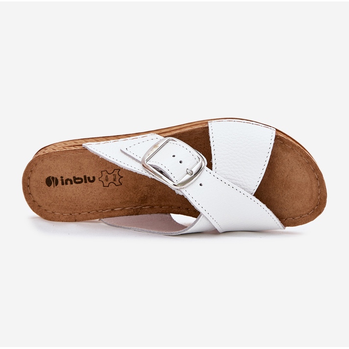 Women's leather slippers with inblu Vo0004GU buckle white 2