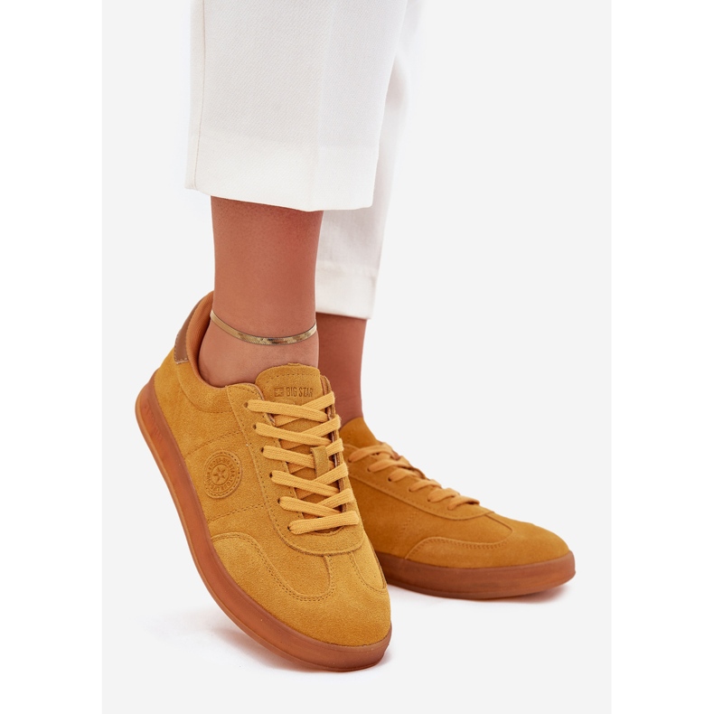 Women's suede sneakers big star rr274846 hi-Polish yellow system 1