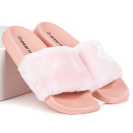 Queen Vivi Slippers with fur pink 1 Queen Vivi Slippers with fur pink 1
