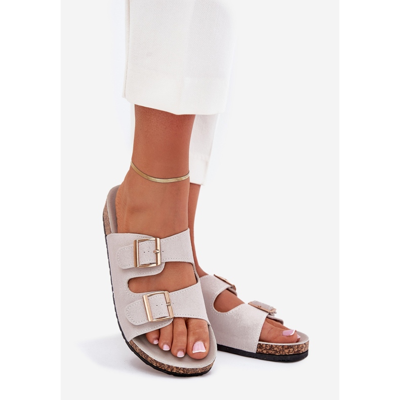 Boto Women's flip flops with golden clamps and gray luner stitching grey 1 Boto Women's flip flops with golden clamps and gray luner stitching grey 1