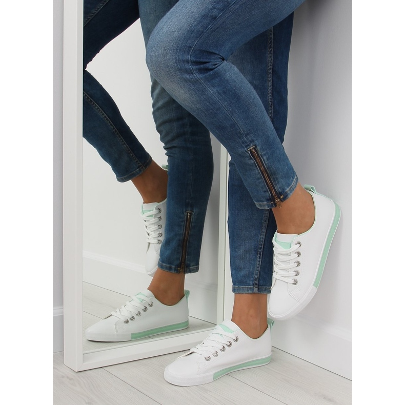 White women's sneakers A88-07 green 2 White women's sneakers A88-07 green 2