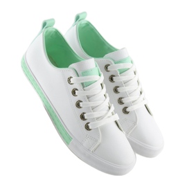 White women's sneakers A88-07 green 1 White women's sneakers A88-07 green 1