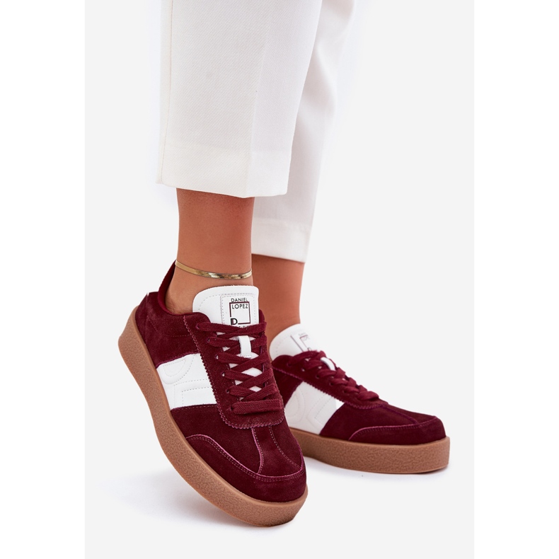 Women's suede sneakers big star by Daniel Lopez SS2D4023 burgundy red 1