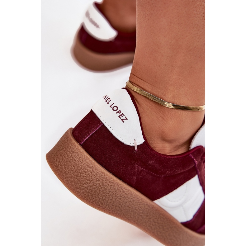 Women's suede sneakers big star by Daniel Lopez SS2D4023 burgundy red 2