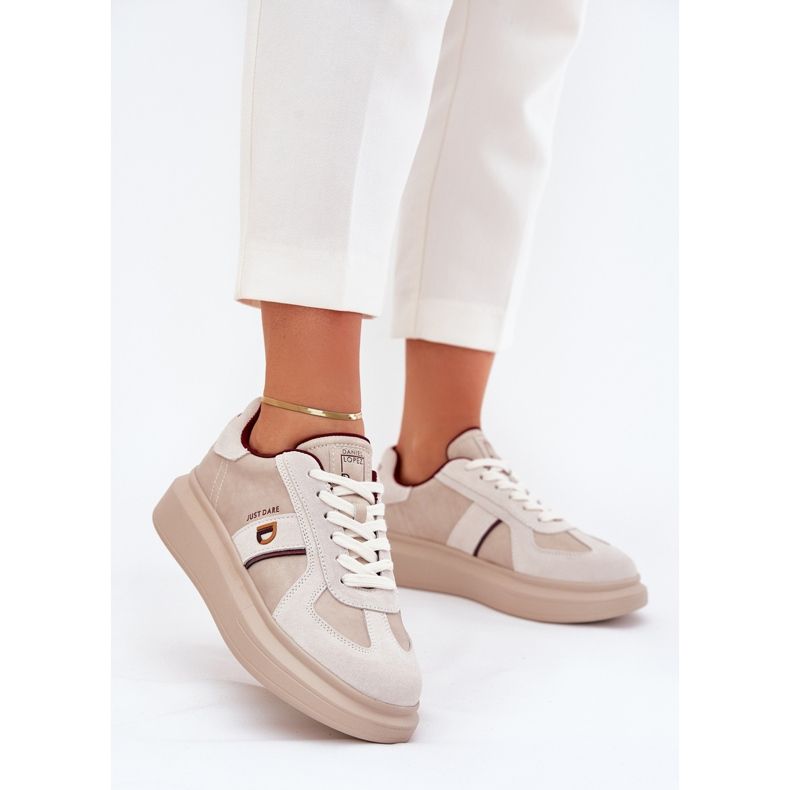 Women's leather sneakers on the Big Star platform by Daniel Lopez SS2D4003 beige 2