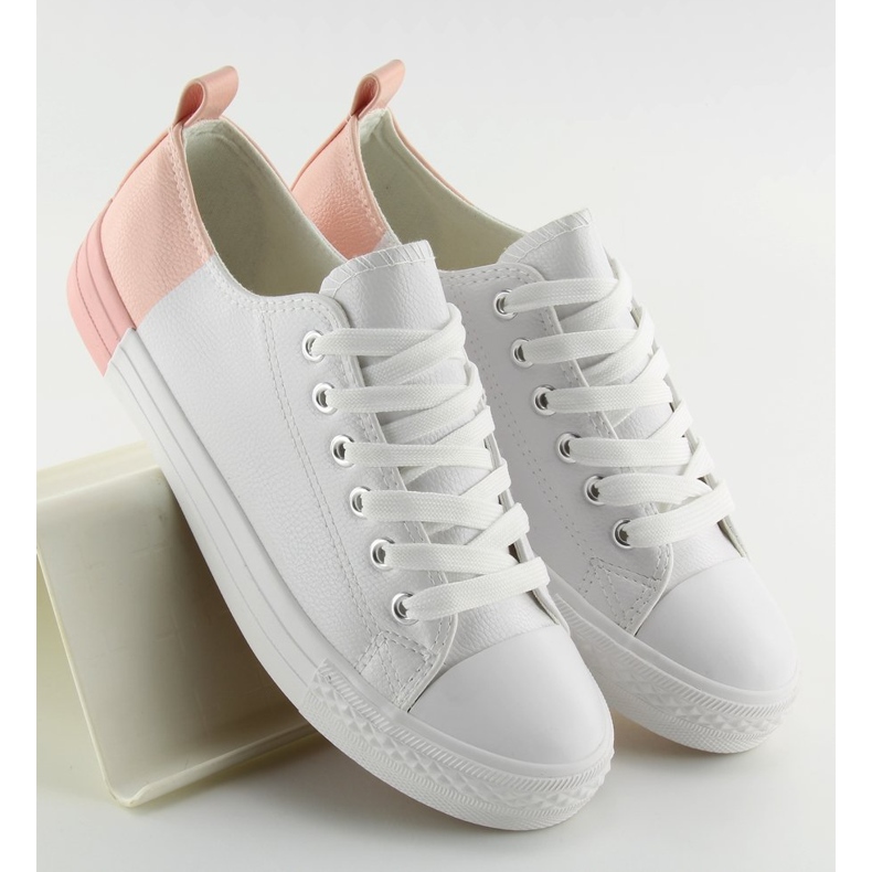 Two-color white sneakers BK378 White / Bare Pink 1