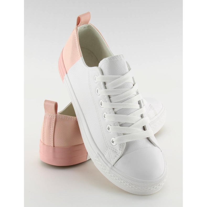 Two-color white sneakers BK378 White / Bare Pink 2