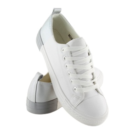 Two-color white sneakers BK378 White / Silver 1