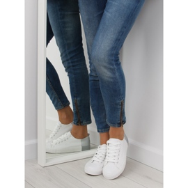 Two-color white sneakers BK378 White / Silver 2