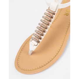 Shelvt White flip -flops with golden decoration 2