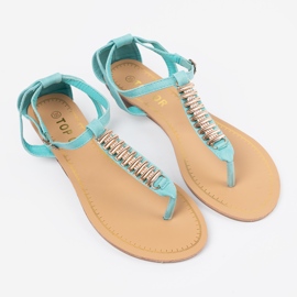 Shelvt Blue sandals with golden decoration 2 Shelvt Blue sandals with golden decoration 2