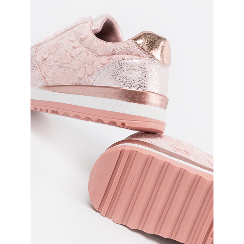 Shelvt Pink sneakers with a floral motif 1
