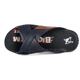 Kampol Men's leather slippers 216KAM navy blue 6 Kampol Men's leather slippers 216KAM navy blue 6
