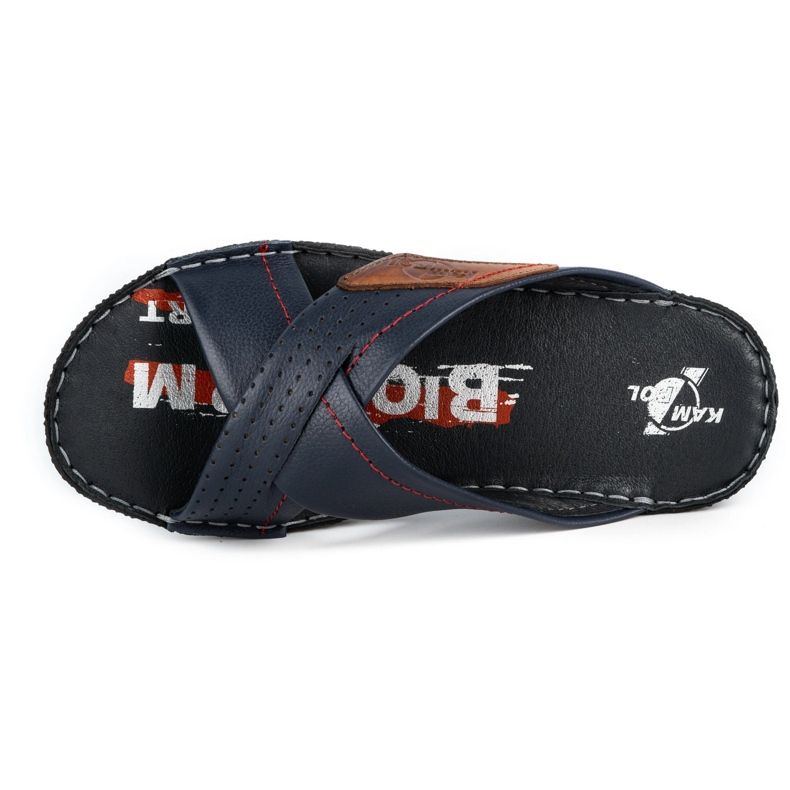 Kampol Men's leather slippers 216KAM navy blue 6 Kampol Men's leather slippers 216KAM navy blue 6