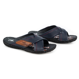 Kampol Men's leather slippers 216KAM navy blue 4 Kampol Men's leather slippers 216KAM navy blue 4