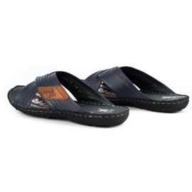 Kampol Men's leather slippers 216KAM navy blue 5 Kampol Men's leather slippers 216KAM navy blue 5