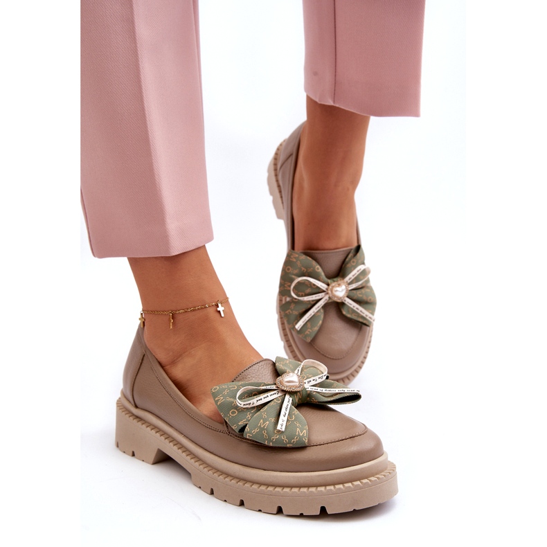 Women's leather loafers with Laura Messi 2787 beige 3 Women's leather loafers with Laura Messi 2787 beige 3