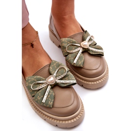 Women's leather loafers with Laura Messi 2787 beige 1 Women's leather loafers with Laura Messi 2787 beige 1