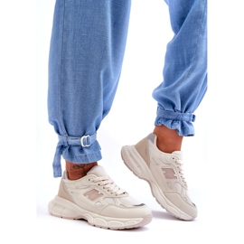 Women's sports shoes with beige mesh 4 Women's sports shoes with beige mesh 4