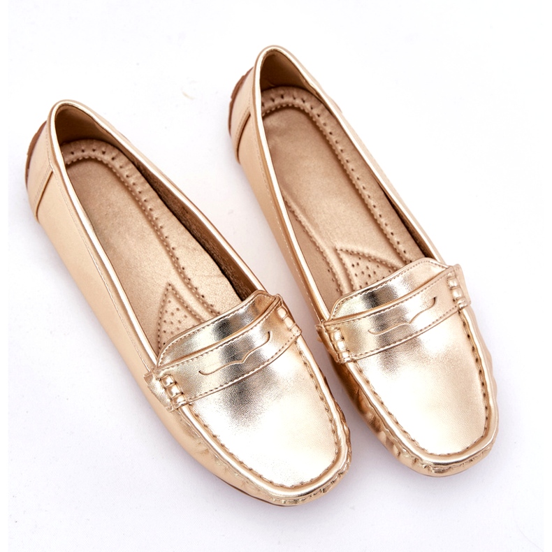 Women's Eco-leather golden loafers 5