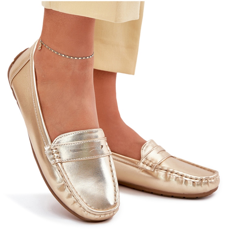 Women's Eco-leather golden loafers 6