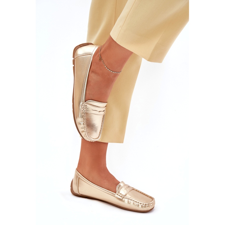 Women's Eco-leather golden loafers 3