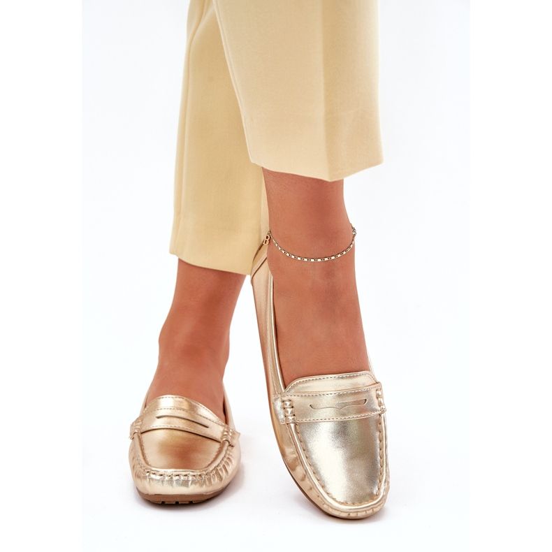 Women's Eco-leather golden loafers 2
