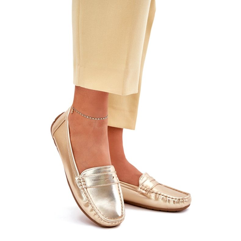 Women's Eco-leather golden loafers 1