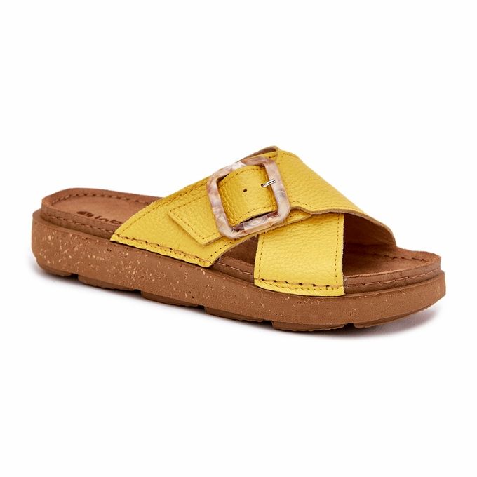 Women's leather flip flops with inblu ed0003iu yellow 2 Women's leather flip flops with inblu ed0003iu yellow 2