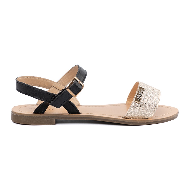 Goodin Black golden women's flat sandals 2 Goodin Black golden women's flat sandals 2