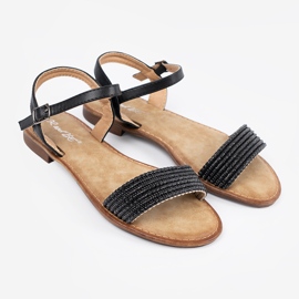 Shelvt Black sandals on a flat sole 1 Shelvt Black sandals on a flat sole 1