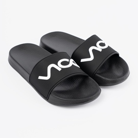 Shelvt Black flip -flops with the inscription 1