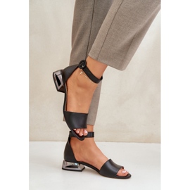 Leather Sandals On Silver Heel Laura Messi 2143 Black 3